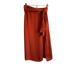 Brochu Walker Herve Wrap Midi Skirt S Terracotta Rust Tie Waist